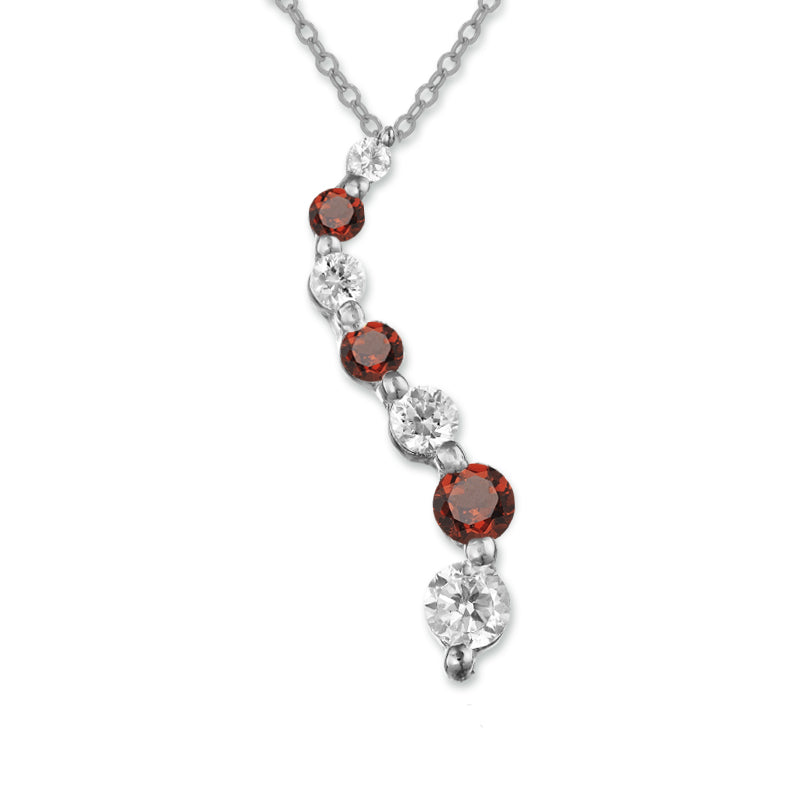 Silver Garnet and Cubic Zirconia Journey Pendant