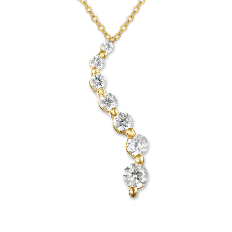 18k Gold Over Silver Cubic Zirconia Journey Pendant