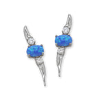 Ear Climber Earrings Ear Pin Oval Opal Center CZ Accents Earcrawlers