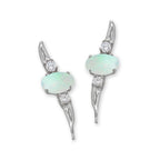 Ear Climber Earrings Ear Pin Oval Opal Center CZ Accents Earcrawlers
