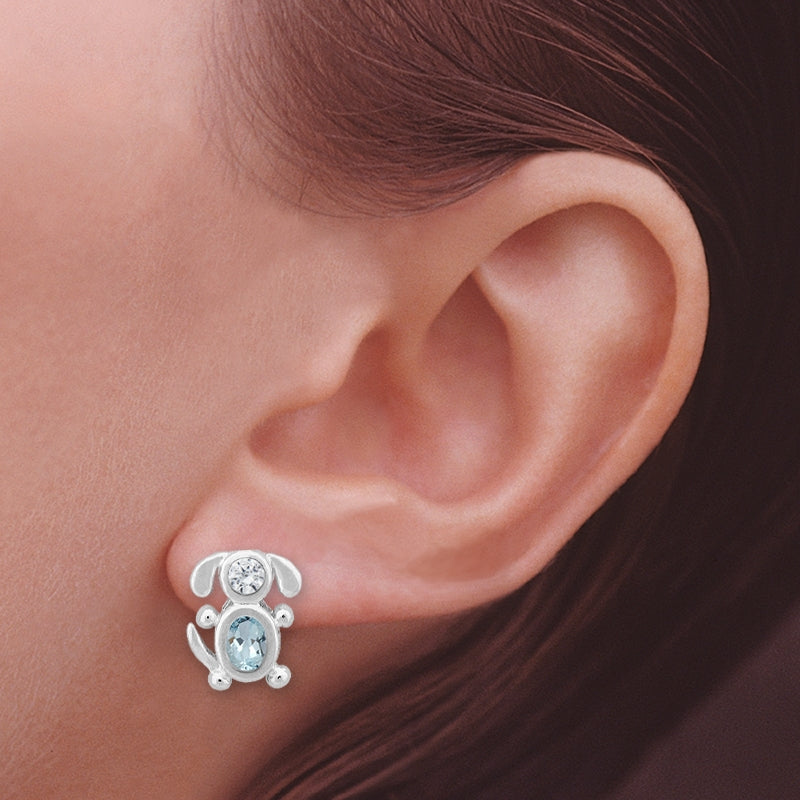 Dog Earrings Sterling Silver Your Choice of Birthstones