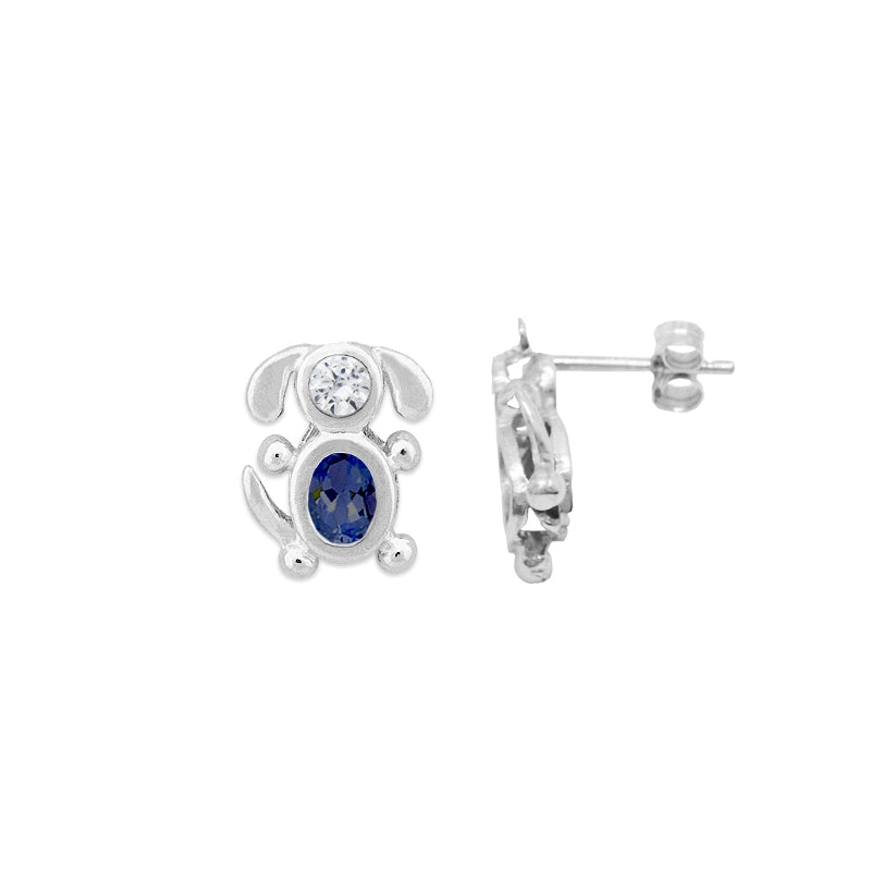 Dog Earrings Sterling Silver Your Choice of Birthstones