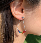 Rainbow Pride Earrings Swarovski Crystals Front-to-Back Arc Bead Stud Earrings