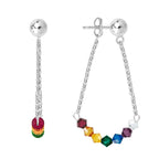 Rainbow Pride Earrings Swarovski Crystals Front-to-Back Arc Bead Stud Earrings