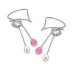 Silver Pink and Pearl Wrap Earcuff Earrings