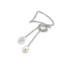 Silver Cubic Zirconia Teardrop Wrap Earcuff Earrings