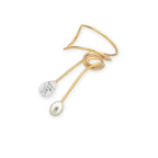Gold Cubic Zirconia Teardrop Wrap Earcuff Earrings