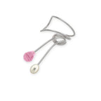 Silver Pink Teardrop Wrap Earcuff Earrings