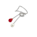 Silver Ruby Teardrop Wrap Earcuff Earrings
