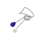 Silver Blue Sapphire Teardrop Wrap Earcuff Earrings