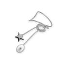 Silver Hematite Star and Pearl Wrap Earcuff Earrings