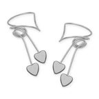 Silver Hematite Hearts Wrap Earcuff Earrings