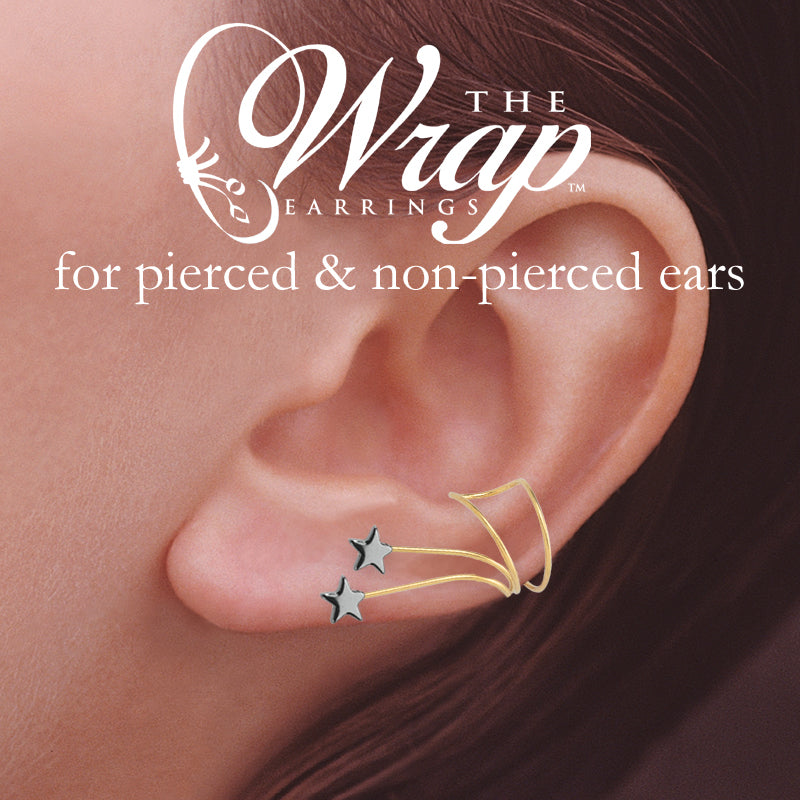 Gold Hematite Stars Double Branch Wrap Earcuff Earrings