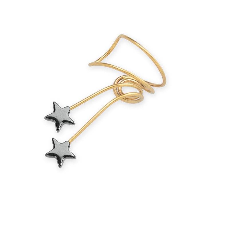 Gold Hematite Stars Wrap Earcuff Earring
