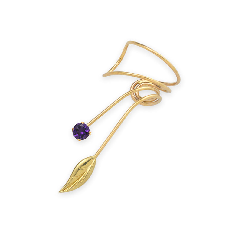 Gold Over Silver Amethyst Wrap Earcuff Earrings