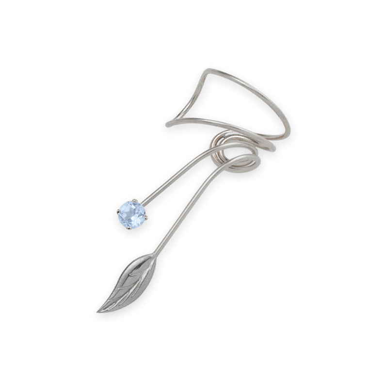 Sterling Silver Aquamarine Wrap Earcuff Earrings