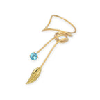 Gold Over Silver Blue Topaz Wrap Earcuff Earrings