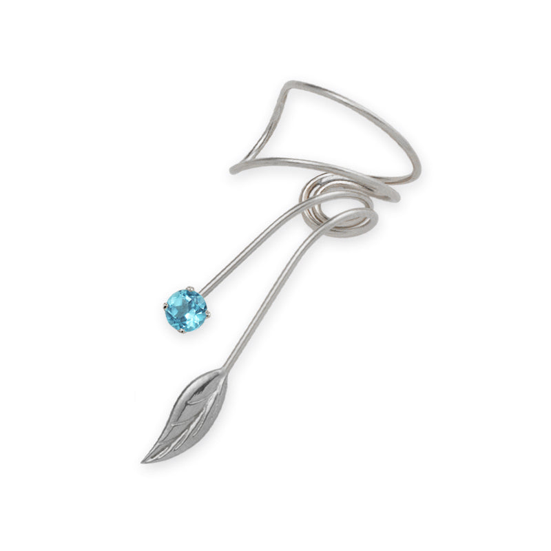 Sterling Silver Blue Topaz Wrap Earcuff Earrings