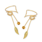 Gold Over Silver Citrine Leaf Wrap Earcuff Earrings