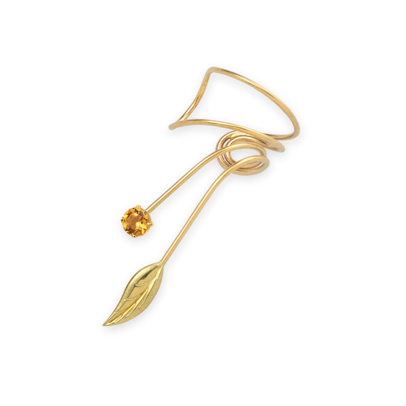 Gold Over Silver Citrine Wrap Earcuff Earrings