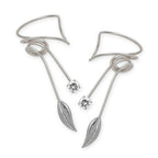 Silver Cubic Zirconia Nature's Leaf Wrap Earcuff Earrings