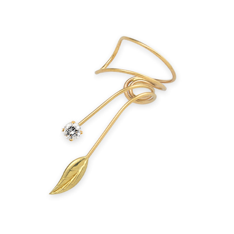 Gold Over Silver Cubic Zirconia Wrap Earcuff Earrings