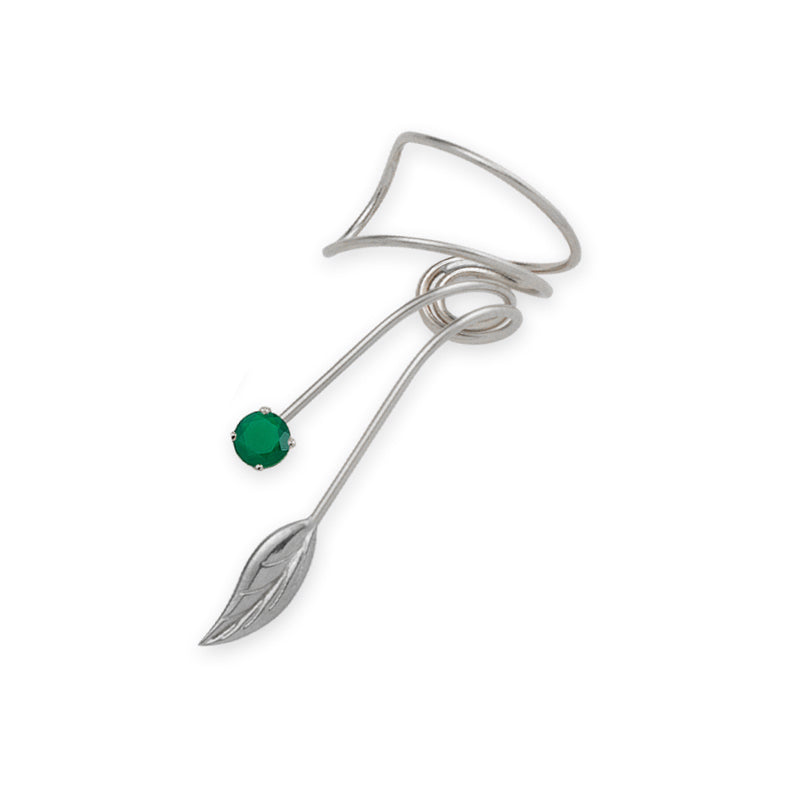 Sterling Silver Emerald Wrap Earcuff Earrings