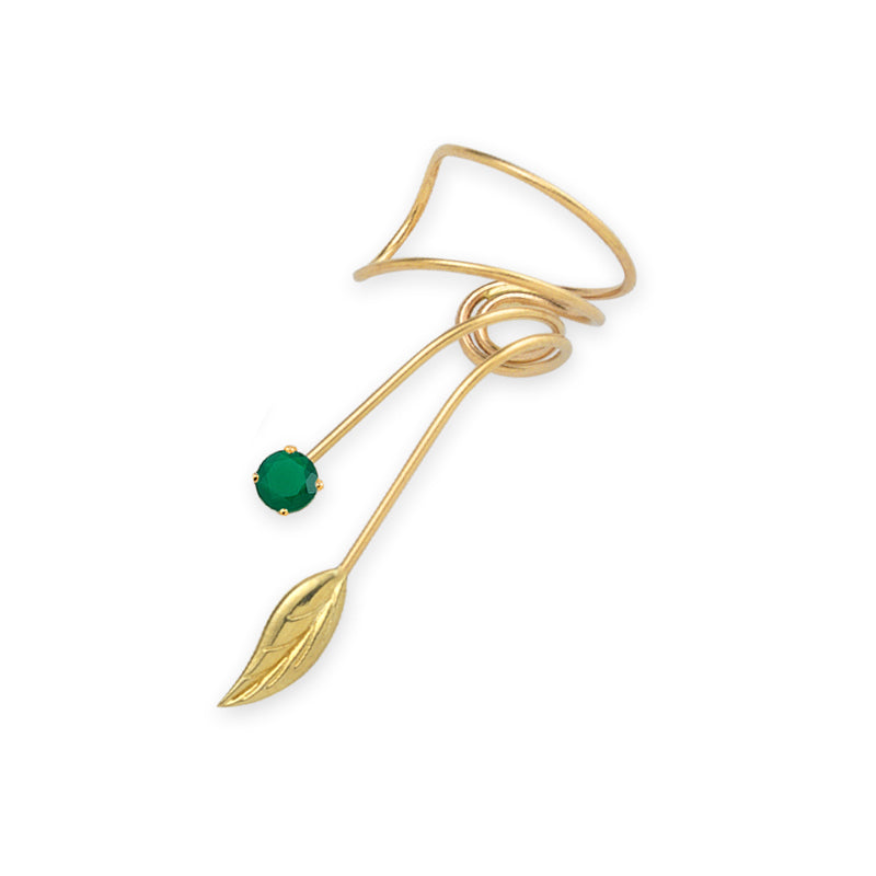 Gold Over Silver Emerald Wrap Earcuff Earrings