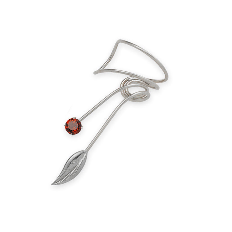 Silver Garnet Wrap Earcuff Earrings