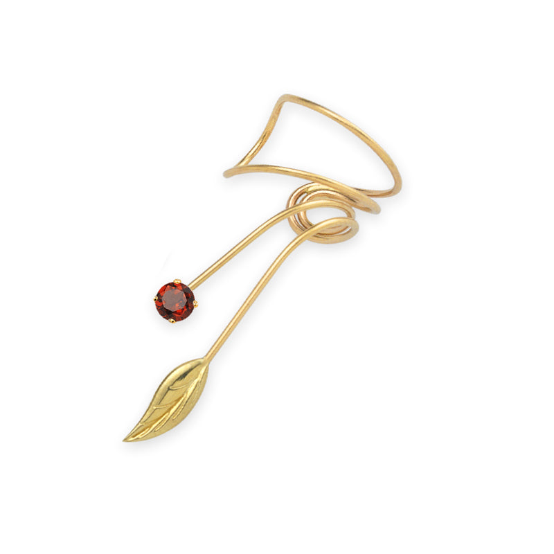 Gold Garnet Wrap Earcuff Earrings