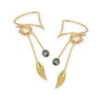 Gold Over Silver Mystic Topaz Leaf Wrap Earcuff Earrings