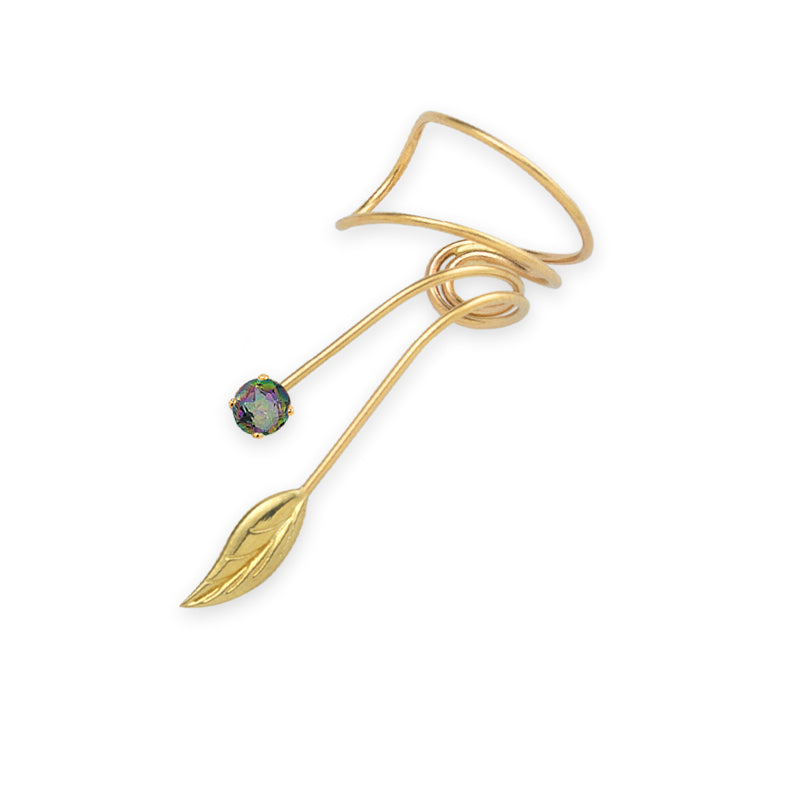 Gold Over Silver Mystic Topaz Wrap Earcuff Earrings