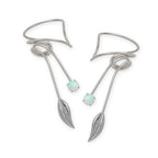 Sterling Silver Opal Nature's Leaf Wrap Earcuff Earrings
