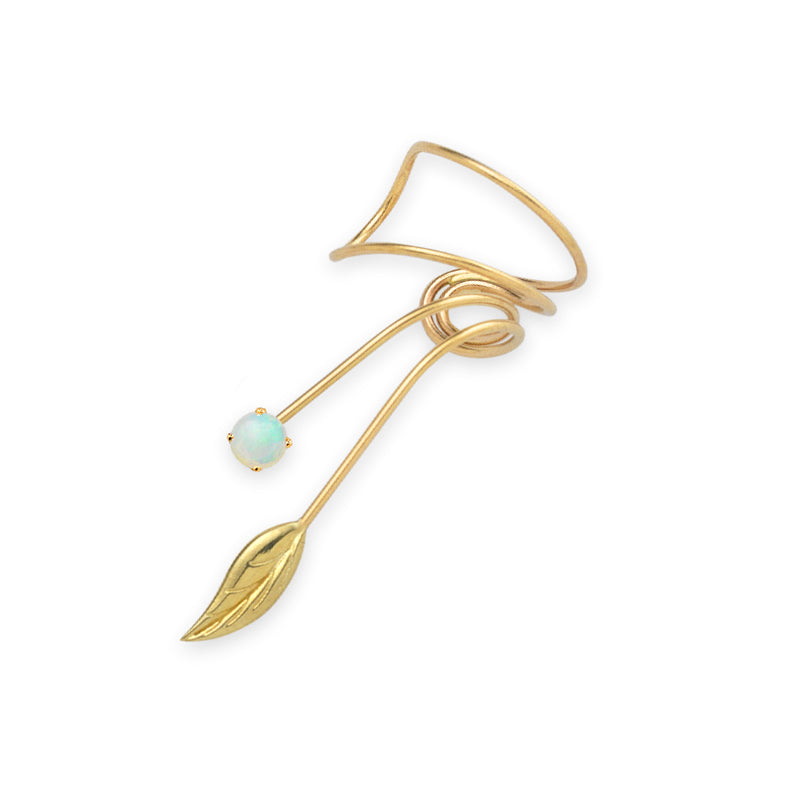 Gold Over Silver Opal Wrap Earcuff Earrings