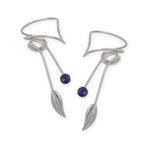 Sterling Silver Passion Blue Topaz Nature's Leaf Wrap Earcuff Earrings