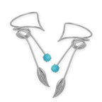 Sterling Silver Turquoise Nature's Leaf Wrap Earcuff Earrings