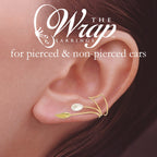 Pearl Ear Cuff Earring - Freshwater Pearl with Nature's Leaf Single Wrap - Gold Over Silver