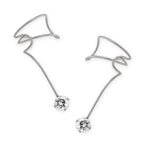 Silver Cubic Zirconia Solitaire Wrap Earcuff Earrings