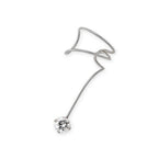 Silver Cubic Zirconia Solitaire Single Wrap Earcuff Earring
