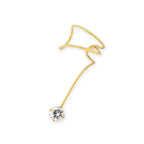 Gold Over Silver Cubic Zirconia Solitaire Single Wrap Earcuff Earring