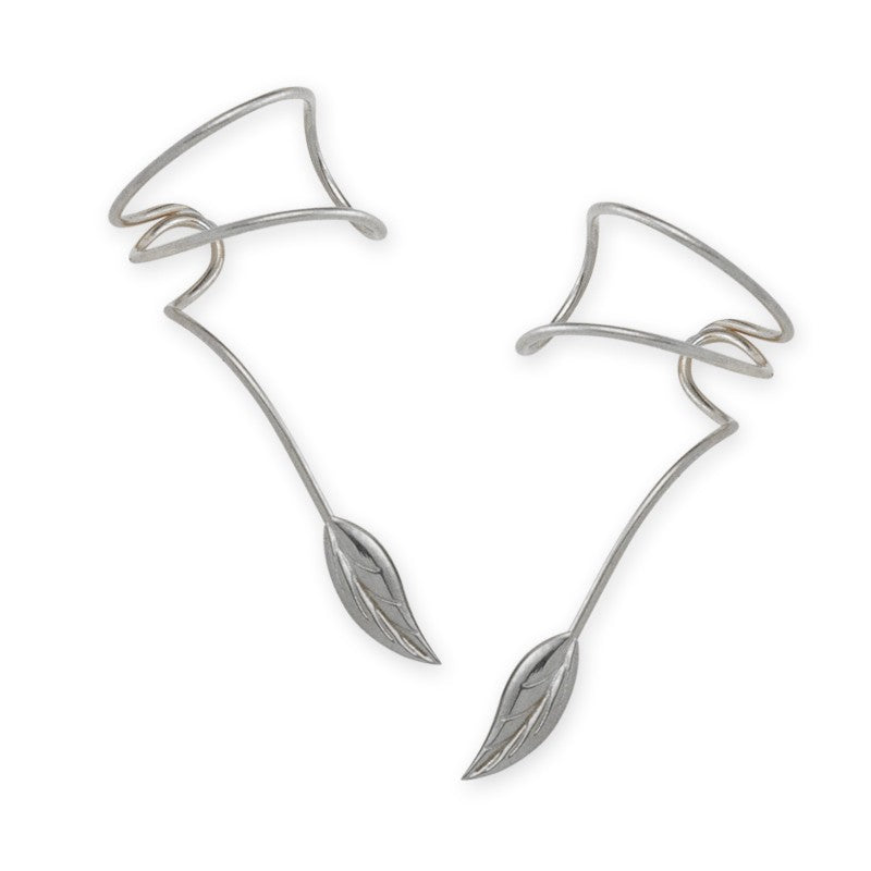 Sterling Silver Nature's Leaf Wrap Earcuff Earrings