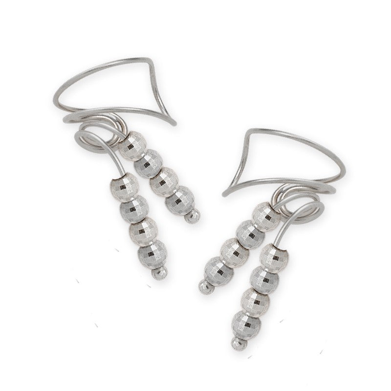 Sterling Silver Faceted Beads Wrap Earcuff Earrings