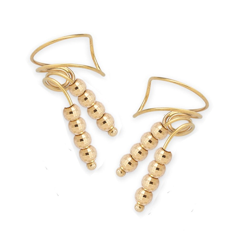 Gold Over Silver Faceted Beads Wrap Earcuff Earrings
