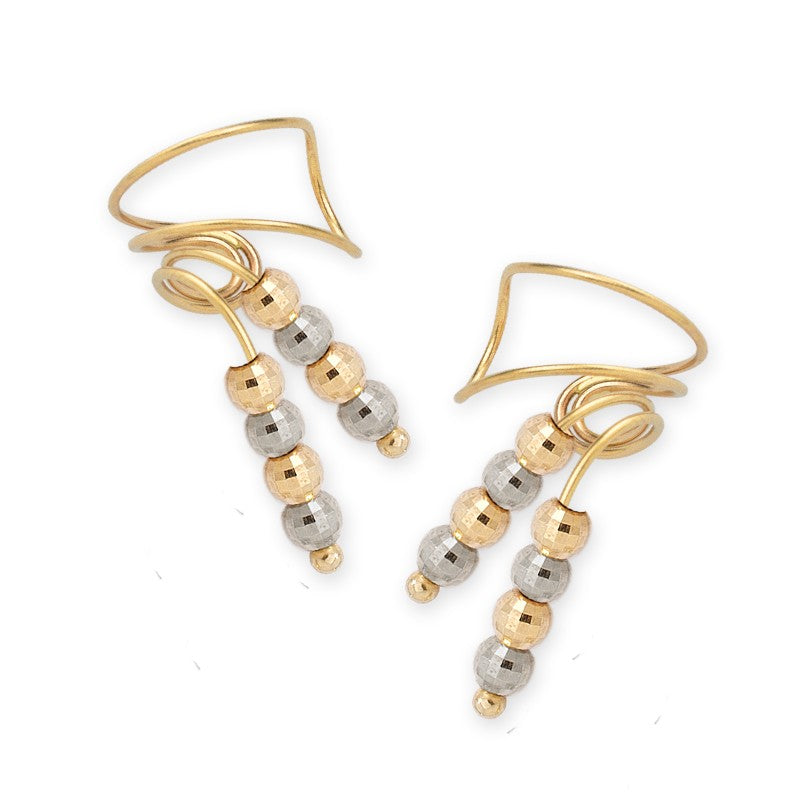 14kt Gold Faceted TwoTone Wrap Earcuff Earrings