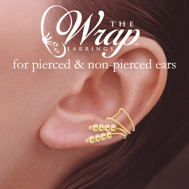 Gold Over Silver Faceted Beads Wrap Earcuff Earrings