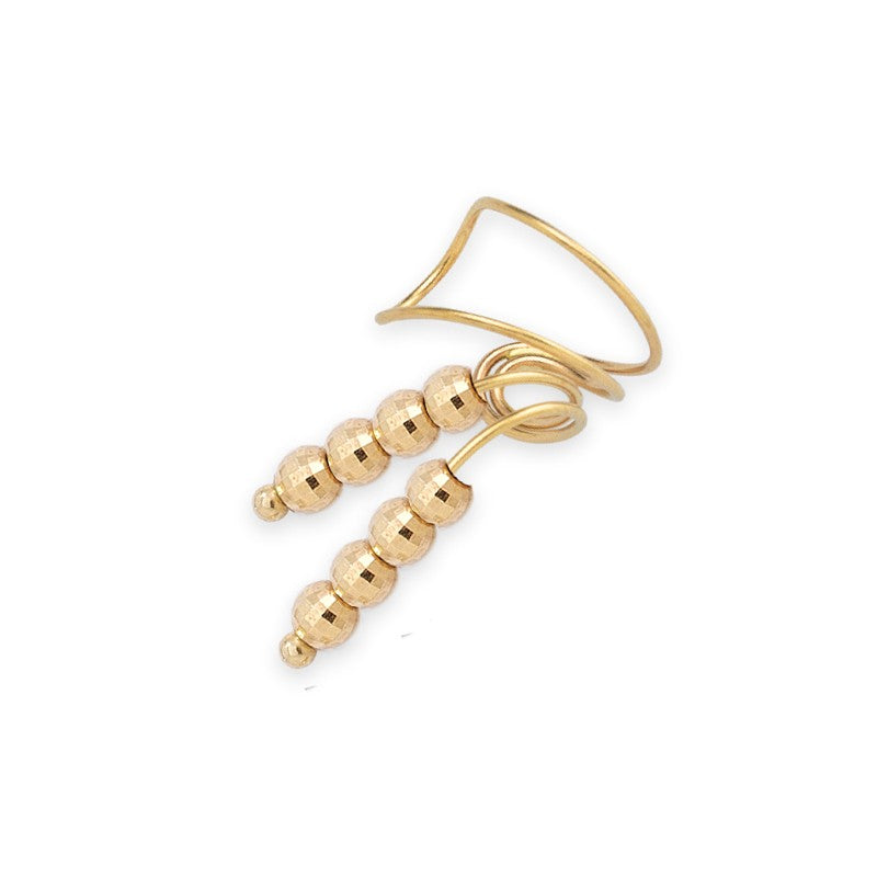Gold Over Silver Faceted Beads Single Wrap Earcuff Earring