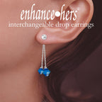 Silver Bead Swarovski Birthstone Crystal Double Dangles Interchangeable Enhancers Earrings