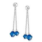 Silver Bead Swarovski Birthstone Crystal Double Dangles Interchangeable Enhancers Earrings