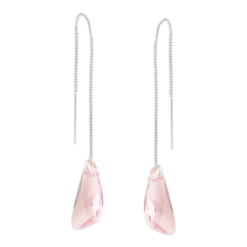 Silver Swarovski Wing Crystal U-Wire Box Chain Threader Earrings