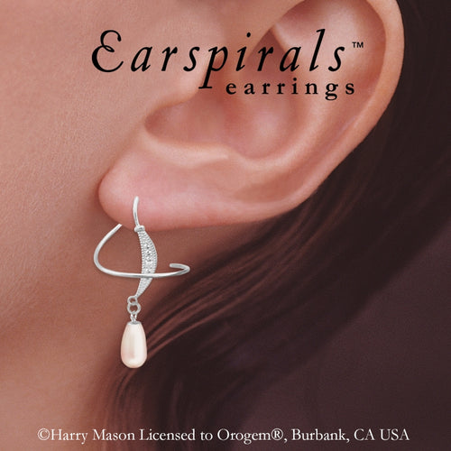 Earspirals Earrings Diamond Accent Dangling Teardrop Pearl Sterling Silver